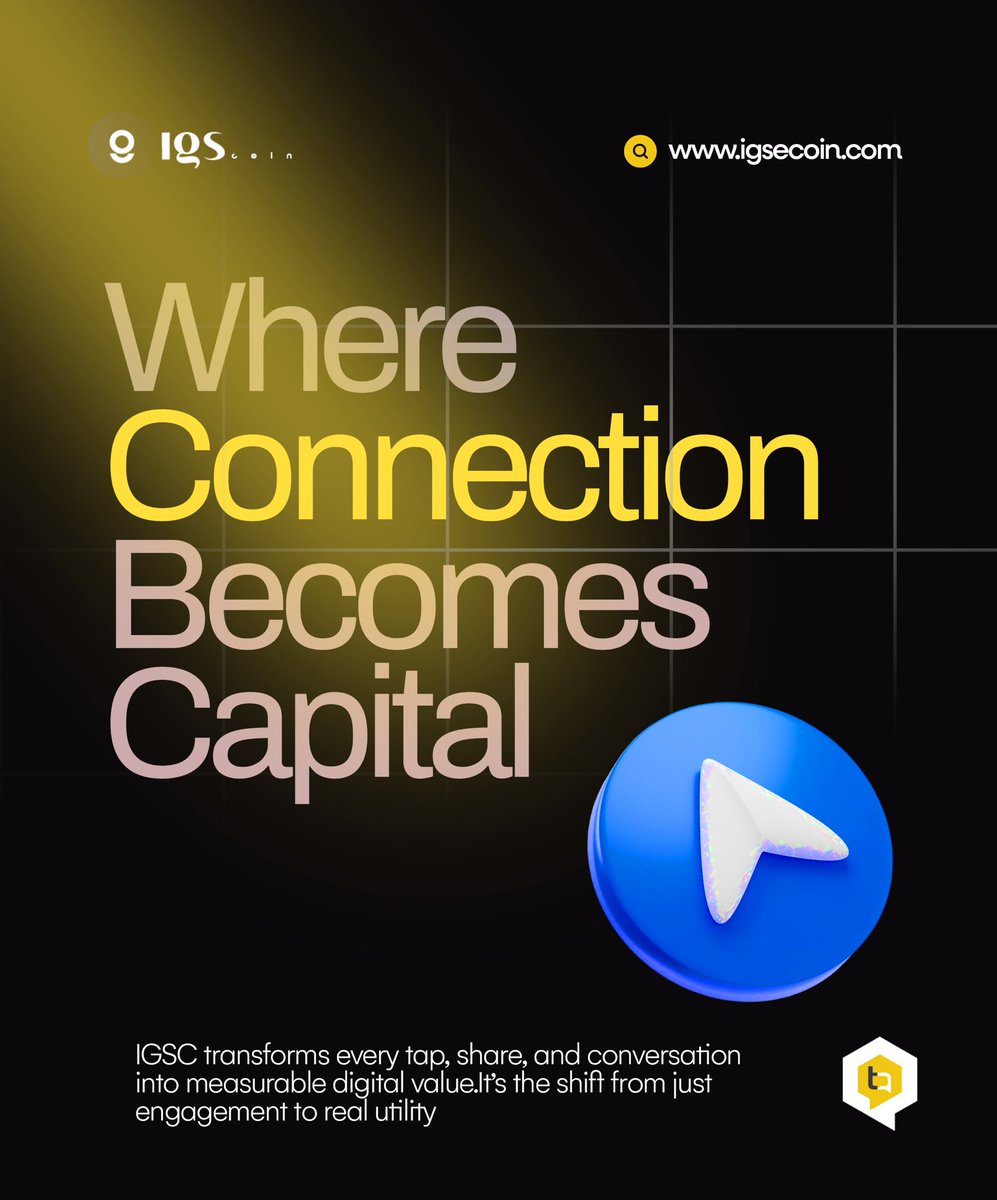 IgseCoin's tweet photo. IGSC turns your daily interactions into real digital value — the way social should be.
#IGSC #TapTapChat #SocialFi #DigitalValue #FutureOfSocial https://t.co/h3d8MYYlTI