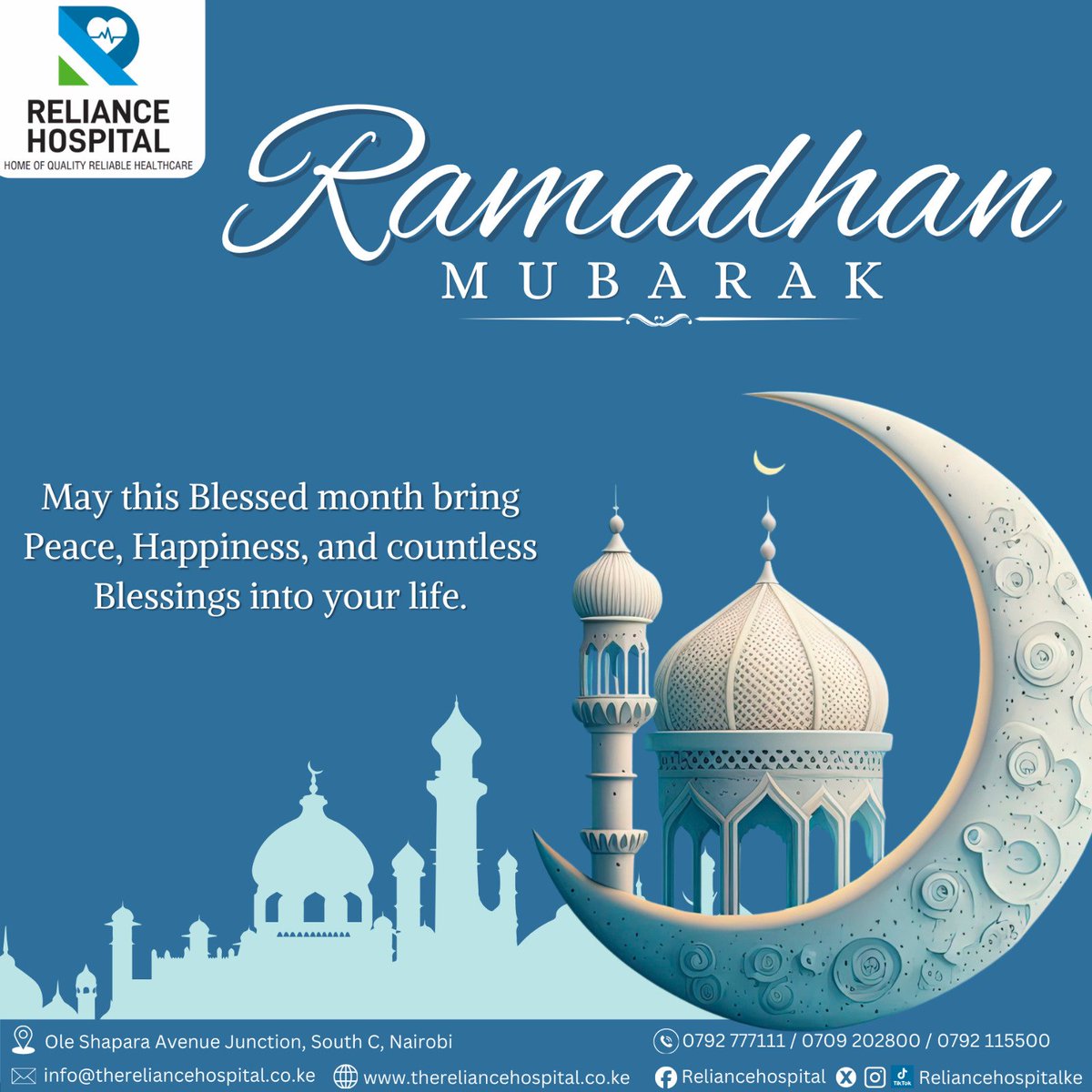 RelianceHospKe's tweet photo. Ramadhan Mubarak to all our Muslim brothers and sisters. https://t.co/MqW30t9qPx