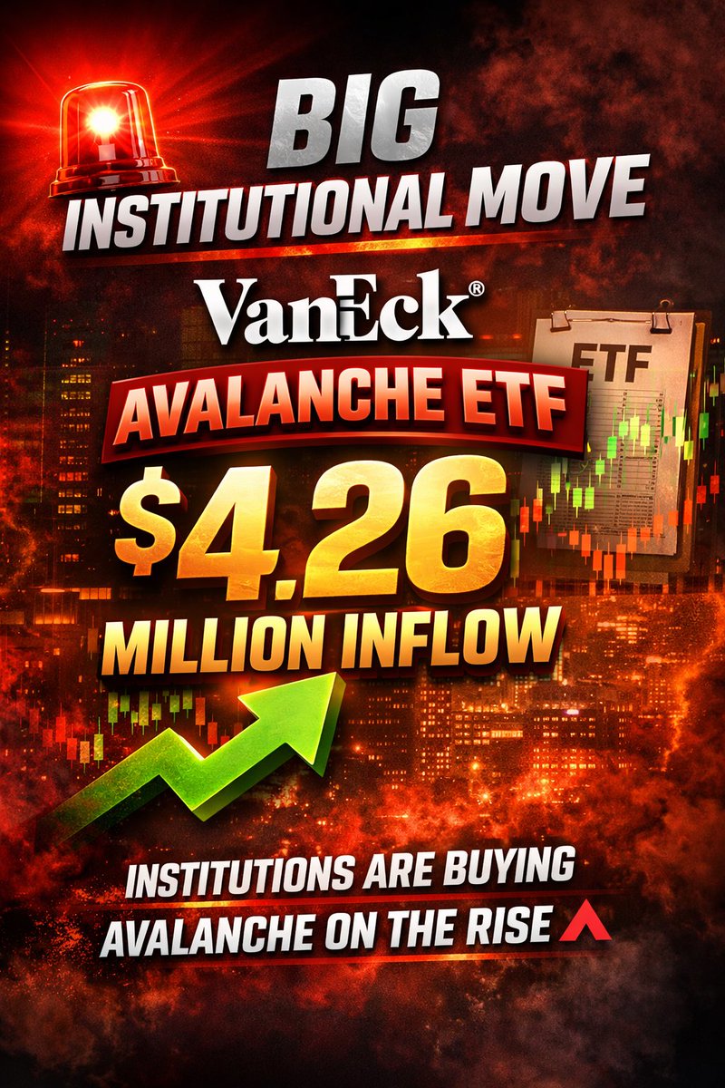 realwarrior313's tweet photo. BIG institutional move 

On Feb 17, VanEck’s spot Avalanche ETF (VAVX) pulled in $4.26 MILLION in net inflows, the largest single-day inflow since launch.

This is regulated, traditional capital choosing Avalanche exposure.
No hype. No retail noise. Just conviction.

Institutions are positioning early.
Avalanche is on their radar.