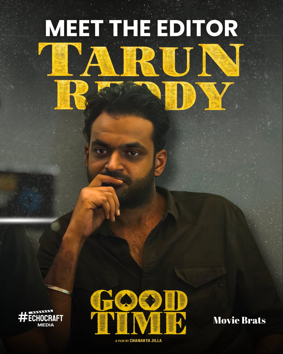 Moviebrats_'s tweet photo. Precision in every cut. Passion in every frame. ⚡

Introducing our Editor, Tarun Reddy! He’s the one stitching the magic together to make sure you have a #GoodTime at the cinemas. #goodtimetelugufilm

The countdown to 2026 is on. Stay tuned! 🎬

@moviebrats_ — a unit of @echocraft_media