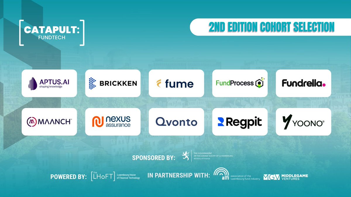 Brickken's tweet photo. Brickken 🤝 Luxembourg 

We have been selected for Catapult: FundTech 2026, powered by TheLHoFT and the Luxembourg Ministry of Finance.

We’re bringing compliant on-chain infrastructure to Luxembourg’s €7.6T fund ecosystem, engaging directly with asset managers, regulators, and investors.

Next stop: ALFI Global Asset Management Conference.

We look forward to engaging with regulators and asset managers there this March.

The institutional shift is here. 
The infrastructure phase continues.