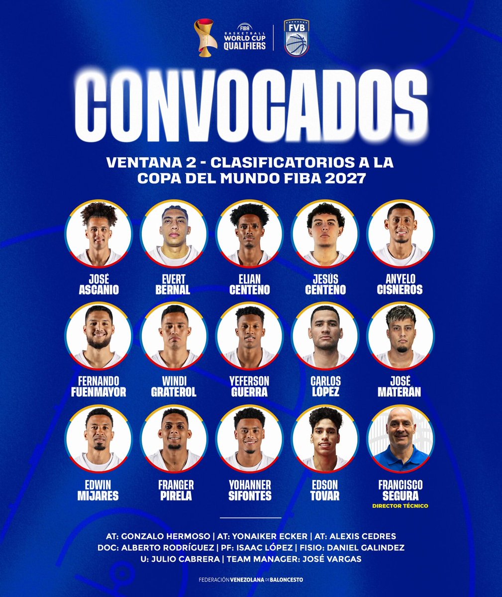 #FIBAWC  🇻🇪 VENEZUELA AFRONTARÁ LA SEGUNDA VENTANA CLASIFICATORIA SIN MICHAEL CARRERA
La FVB presentó  los jugadores convocados a la 2da ventana  Clasificatorios a la Copa del Mundo FIBA 2027 
canchalatina.com/2026/02/18/%f0…