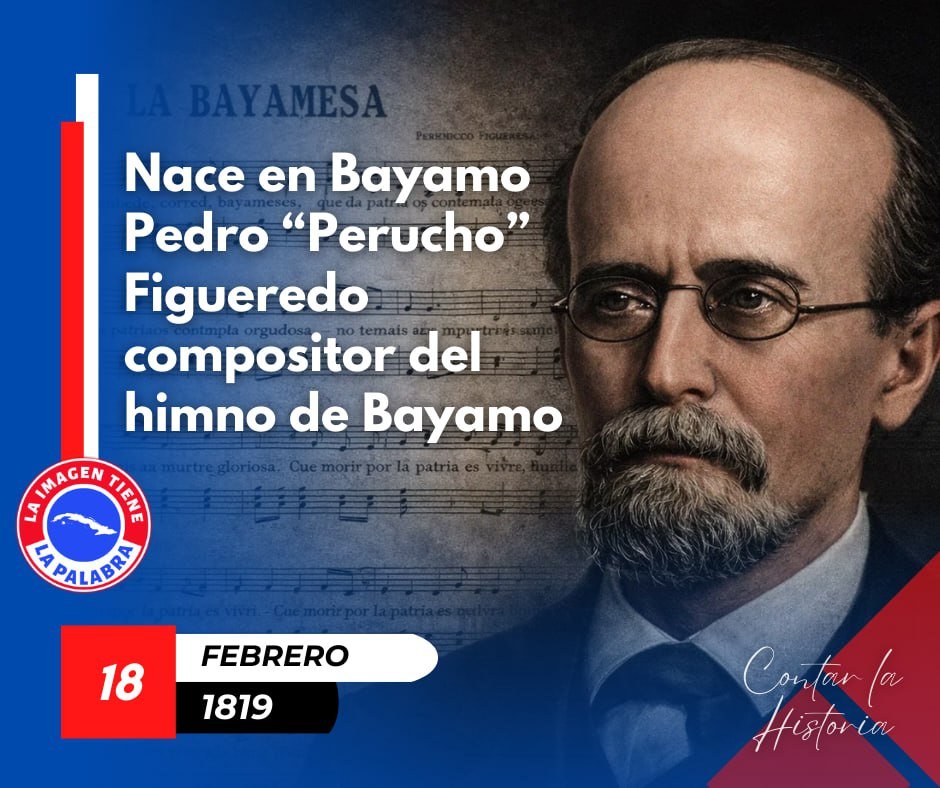 En el aniversario de su natalicio evocamos a Perucho Figueredo,quien nació para entregarnos la melodía de la libertad. Su vida,marcada por el periodismo y la música,nos recuerda que la palabra y el canto pueden ser armas poderosas para alcanzar la justicia y libertad.#CubaCoopera