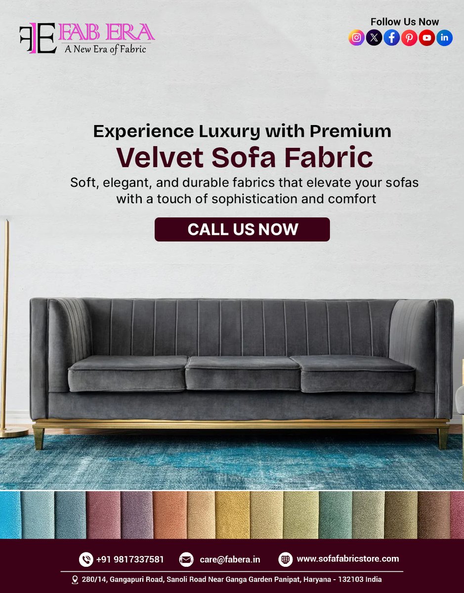 fabera_'s tweet image. Experience true luxury with Premium Velvet Sofa Fabric by Fabera!
Soft texture, rich colors &amp;amp; long-lasting durability — perfect for elegant interiors. Upgrade your sofa with comfort and sophistication today!
🌐 sofafabricstore.com
#VelvetFabric #SofaFabric #LuxuryInteriors