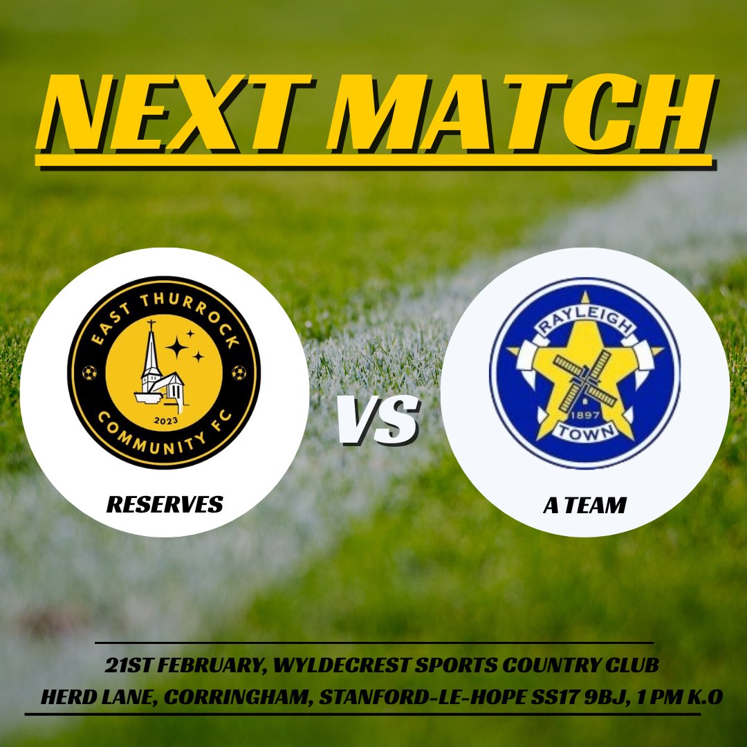 EastThurrockCFC's tweet photo. 💛 SATURDAY FIXTURES 🖤

First team have a league fixture against Gas Recreation which is an away game, address in the graphic below. 2:30pm K.O

The Reserves are at Home and take on Rayleigh Town A Team in a league fixture, 1pm K.O

Let’s show the teams some support #COYR https://t.co/HlGRz4hvHl