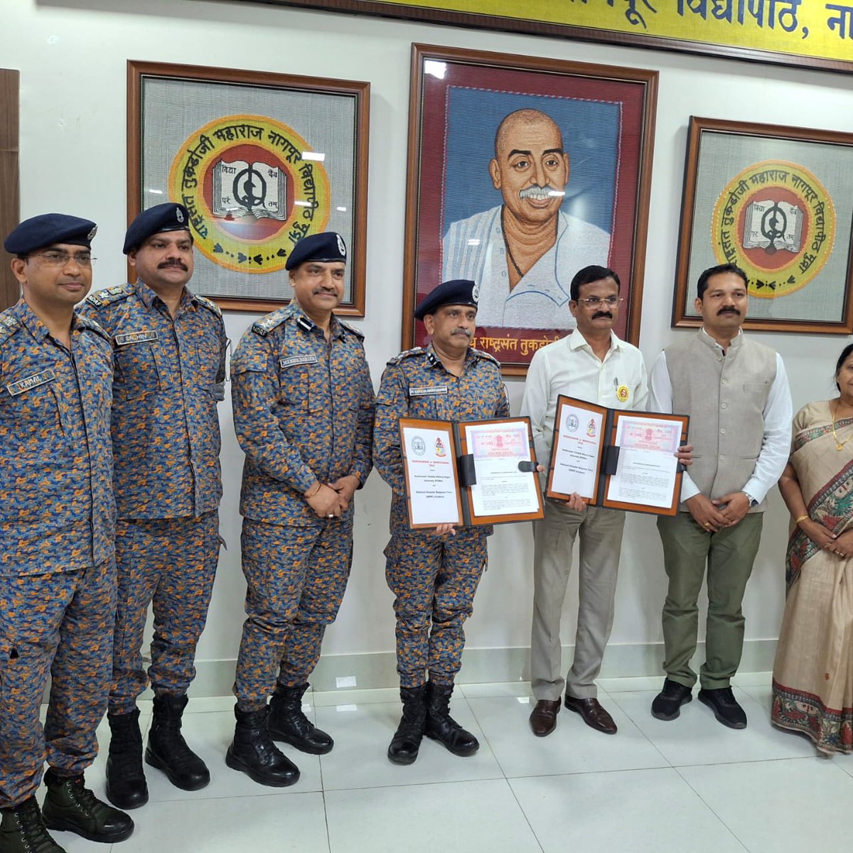 NDRF Academy signed an MoU with Rashtrasant Tukadoji Maharaj Nagpur University (RTMNU), Nagpur, for academic affiliation of Certificate &amp; Diploma programmes in Disaster Management under the Continuing Education Program (CEP).
