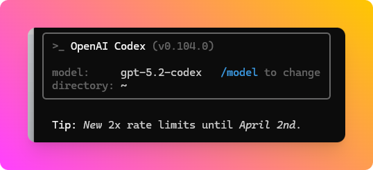 Usage x2 sur Codex pendant 2 semaines !