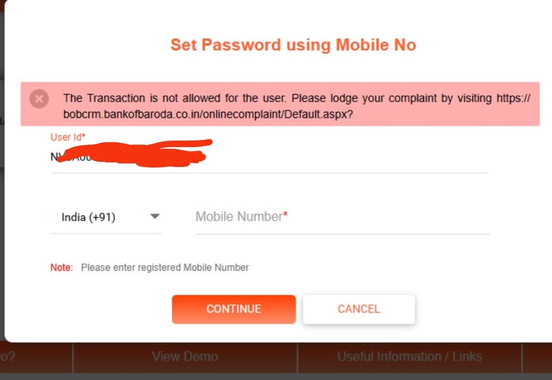 harijajal's tweet photo. @bankofbaroda Why this kind of error while resetting the password using forgot password link? No resolution even from grievance filed. Please resolve ASAP. 
@RBI @PMOIndia https://t.co/LgfJU258kY