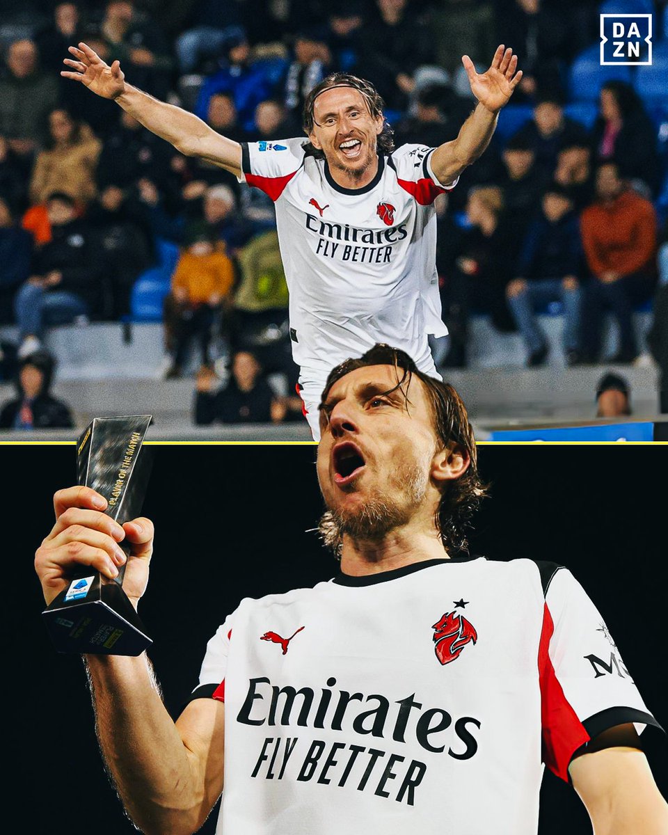 DAZNFootball's tweet photo. Luka Modrić, 40 years young and still running the show ✨

Goals, Player of the Match awards and pure class🤩

#SerieA https://t.co/tKuWb6Na6M