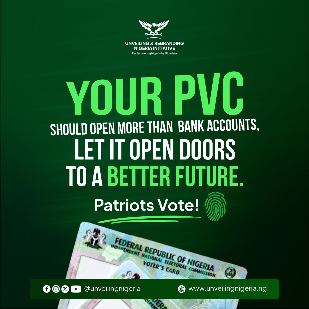 This Saturday, Abuja electorates, let your PVC fulfill its true purpose.

Come out. Vote. Make your voice count.

Patriots vote.

…Rediscovering Nigeria by Nigerian.