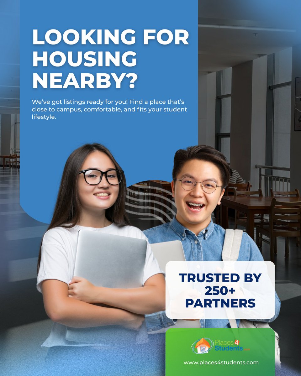 Looking for housing near campus? 🏫
Browse listings close to campus and find a place that fits your lifestyle.

📌 Secure your spot before the semester starts.
#StudentHousing #OffCampusLife #CollegeLife