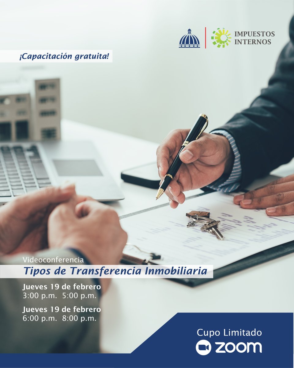 DGii's tweet photo. Conoce los diferentes tipos de transferencia inmobiliaria.

✅Conocerlos facilita tu trámite.

Cupos limitados, reserva el tuyo accediendo al enlace: https://t.co/vWxrf4J7aP https://t.co/2LBpyDFYEC