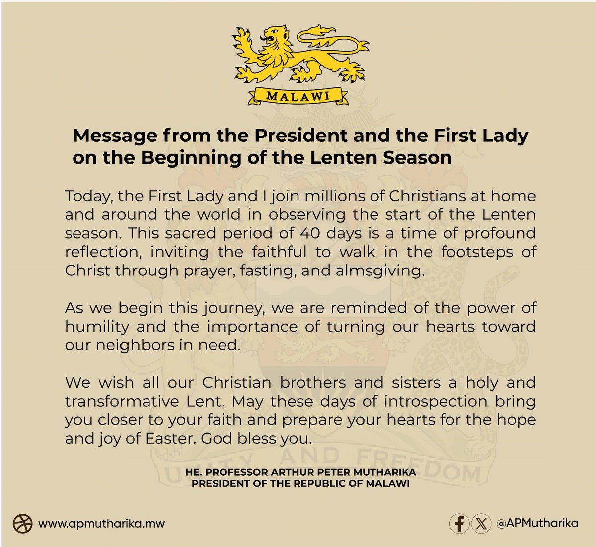 Arthur Peter Mutharika tweet media