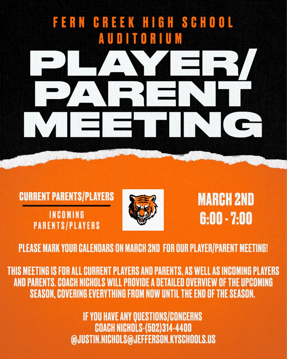 FernCreekFB's tweet photo. 2026 player/parent meeting!! Info below. https://t.co/PsdX7FnX1M