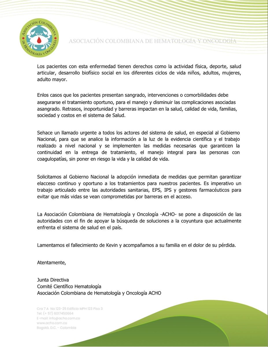 Asociación Colombiana de Hematología y Oncología tweet media