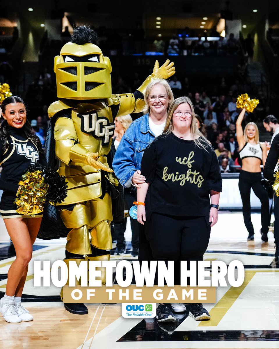 UCF_MBB's tweet photo. Last night’s @OUCreliableone Hometown Hero of the Game was Britt Garcias! Britt is the heart behind Britt’s Brunch, a nonprofit that brings hope, joy, and support to families facing tough times! https://t.co/7JekCYcI5T