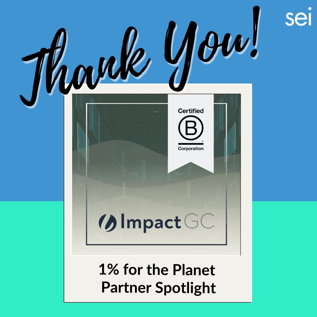Thank you to ImpactGC Law for their 1% for the Planet commitment and donation to SEI. Their support directly funds real transformation. We're grateful to partner with ImpactGC Law, a firm that walks the talk on people, planet, and profit. 🌎 💚