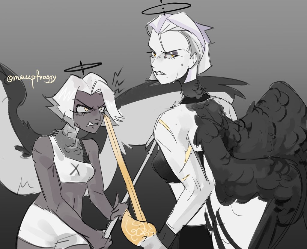 meeeepfroggy's tweet image. The girls are sparring 
#HazbinHotelLute 
#HazbinHotelVaggi 
Life was crazy and I went full self awareness mode so I hated my drawings I had to stop for a while
buuuut anyways more Lute