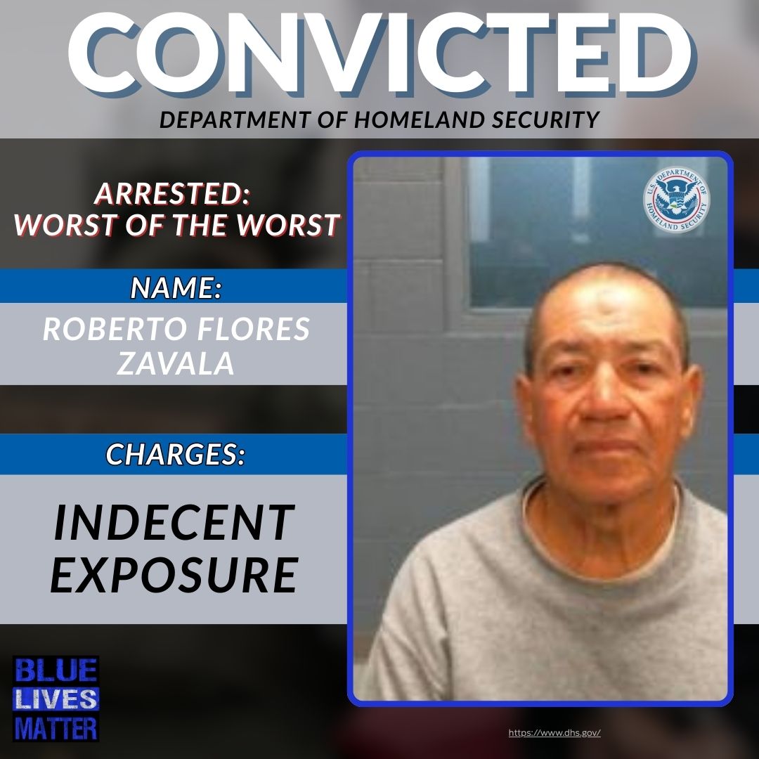 bluelivesmtr's tweet photo. Another Mexican illegal alien flaunting his crimes in our streets! Roberto Flores Zavala, a Mexican national, was caught exposing himself in Chino, California. And now he's going home.
♻️REPOST NOW! #LawEnforcement #DeportCriminals #BorderPolicy #KeepAmericaSafe #StopTheInvasion https://t.co/JnhsS3pN4u