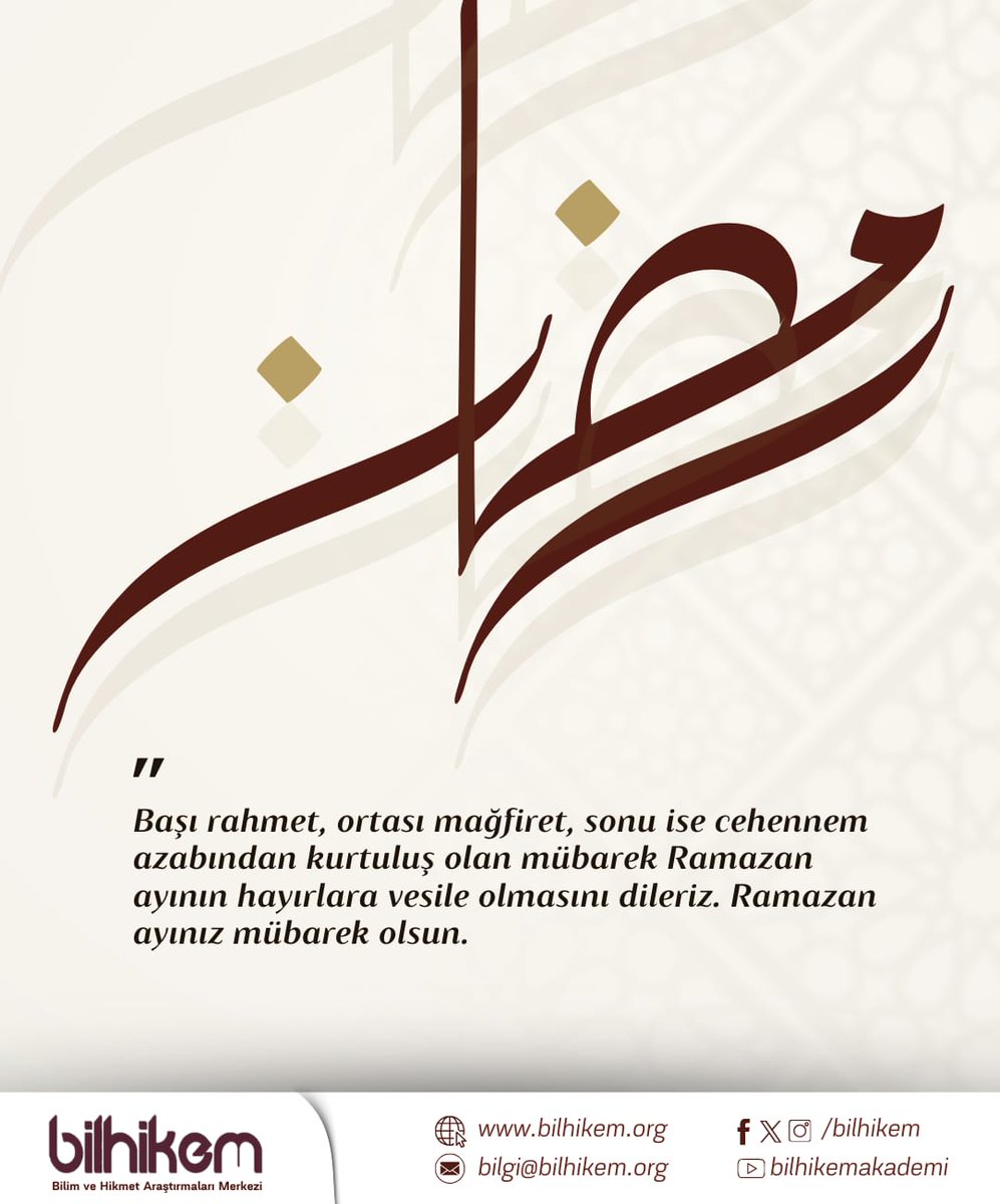 bilhikem's tweet photo. Rahmet, mağfiret ve kurtuluş ayı olan mübarek Ramazan’ın hepimize hayırlar getirmesini temenni eder; sağlık, huzur ve bereket içinde idrak etmeyi dileriz. 
Ramazan-ı Şerifiniz Mübarek Olsun. 

#bilhikem https://t.co/8VmdNFHsXz