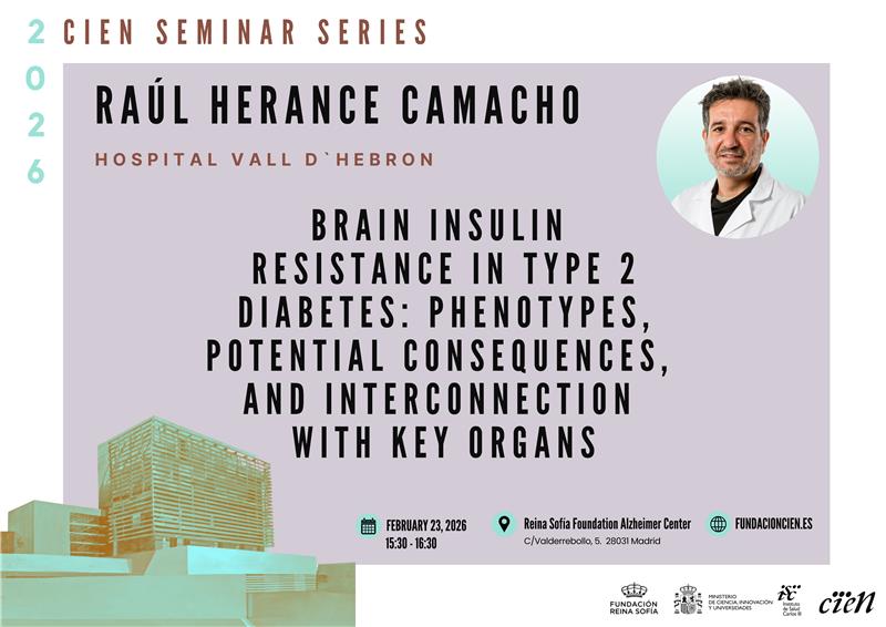 Fund_CIEN's tweet image. 📢 Próximo seminario del 2026 CIEN Seminar Series

🧠 Raúl Herance ( @vallhebron )
📅 23 febrero 2026 · 15:30
📍 Fundación CIEN – Centro Alzheimer Fundación Reina Sofía
💻 Formato presencial u online
ℹ️ Más info: fundacioncien.es/difusion/cien-…
#CIENSeminarSeries #Neurociencia