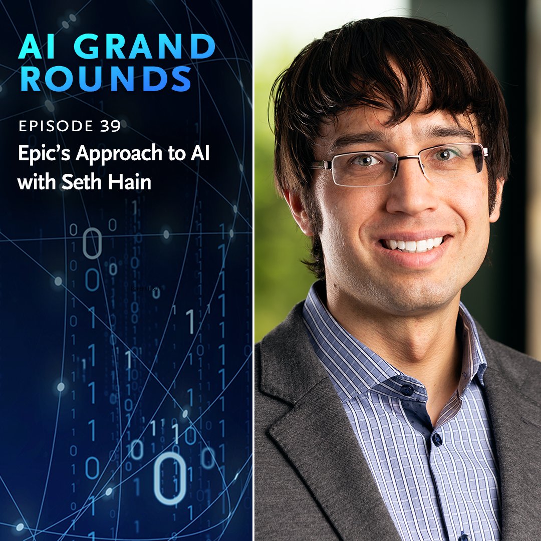 NEJM_AI's tweet photo. In the latest episode of AI Grand Rounds, @sethHain, senior VP of R&amp;D at Epic (@HeyEpic), describes how his company is building foundation models that respect institutional autonomy, minimize burden, and prioritize safety. Full episode: https://t.co/8bURhrMXna https://t.co/hSgbULOdYH