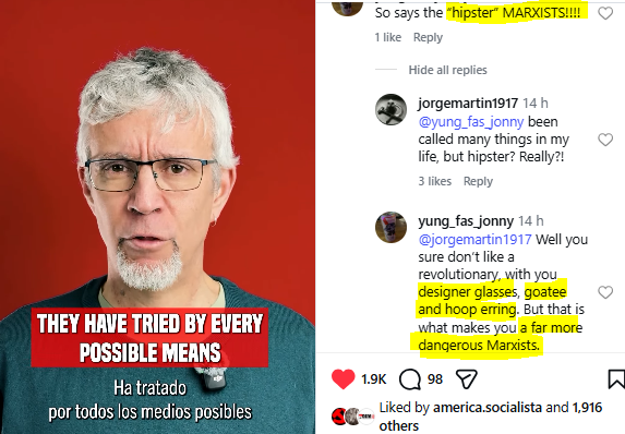 marxistJorge's tweet photo. Beware the dangerous hipster Marxists, with their designer glasses, their goatees and their hoop earrings!! https://t.co/tmJlbEYvzX