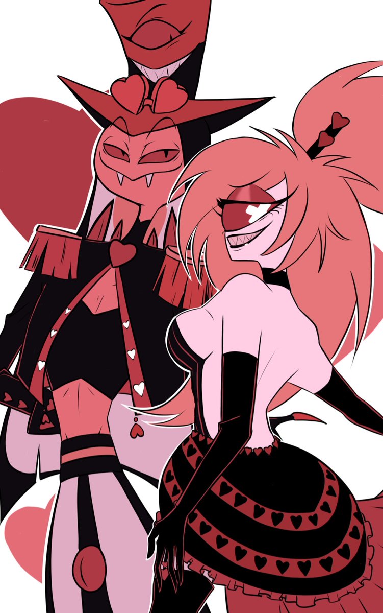 Daefromhell's tweet image. I'm not over last Valentine's outfits, they still rent free in my head ❤️
#cherrisnake #HazbinHotel #HazbinHotelfanart