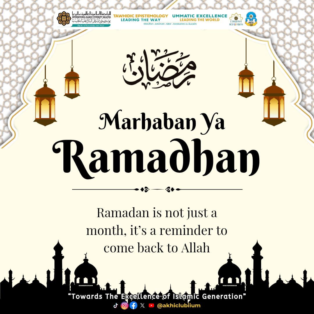 || RAMADAN MUBARAK || 🌙✨

As the blessed month of Ramadan arrives,
may this sacred time invite us to pause, purify our hearts, and draw closer to Allah.

Let this month be a chance to:
🌿 Strengthen our iman and sincerit
📖 Deepen our connection with the Qur’an