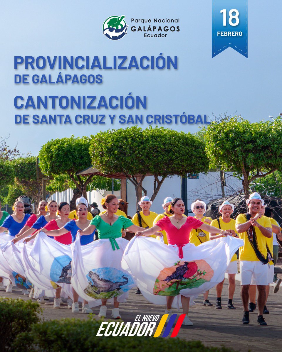 Hace 53 años, el 18 de febrero de 1973, Galápagos se convirtió oficialmente en la provincia insular del Ecuador y nacieron sus primeros cantones: Santa Cruz y San Cristóbal. 🇸🇱

Un hito que no solo amplió el territorio nacional, sino también la responsabilidad de proteger uno de
