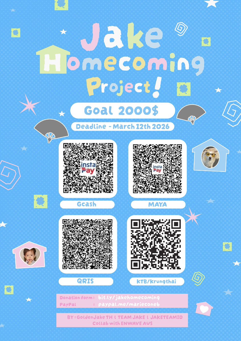 「📢」

กดจ. ขอเชิญชวนชาวชิมคุงดันและเอนจีนไทยทุกท่าน มาร่วมเป็นส่วนหนึ่งในโปรเจกต์ “Jake Homecoming Project” เพื่อคล้ายเป็นการต้อนรับคุณเจคกลับบ้านที่ออสเตรเลียอีกครั้งค่ะ 🏡🐶🇦🇺

🗓️ ระยะเวลาเปิดโดเนต : 18 Feb. - 7 Mar. 2026 (เวลา 21.15 น.)

🪄 forms.gle/11nSDuSMCu6gJe…

*