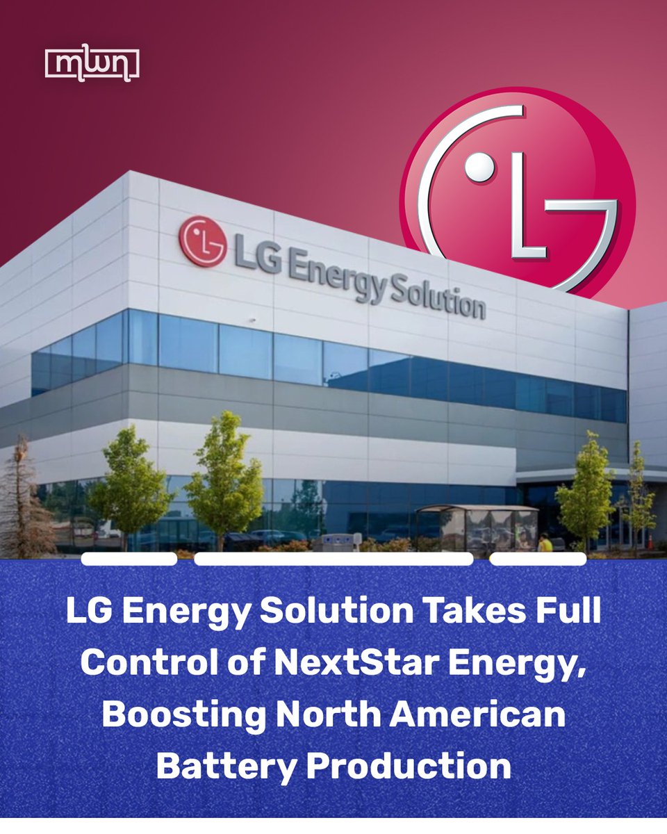 MoroccoWNews's tweet photo. #LGEnergySolution takes full ownership of #NextStarEnergy’s Windsor battery plant in Canada after #Stellantis sells its 49 % stake, boosting North America’s electric‑vehicle and energy‑storage battery production.

Read more: https://t.co/JskmVd624Y https://t.co/TZF3SsdPOO