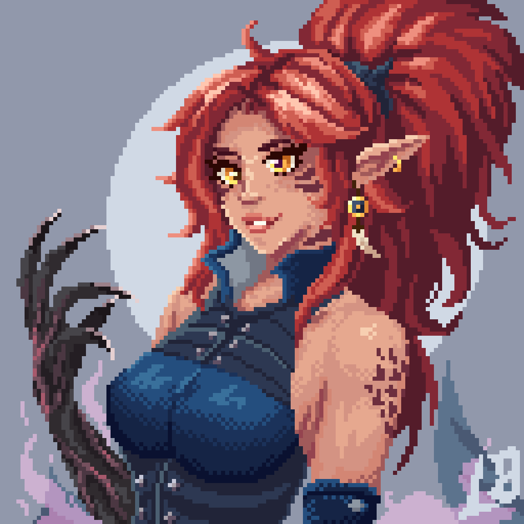LegendaryBready's tweet photo. Meet Aurelia - a fallen (And highly rebellious!) princess bound to a demon she cannot escape. If she ever wanted to. 🦈🌊
Remember, the storm is rising...

#Pixelart #ドット絵 https://t.co/wyFeS0MJ3b