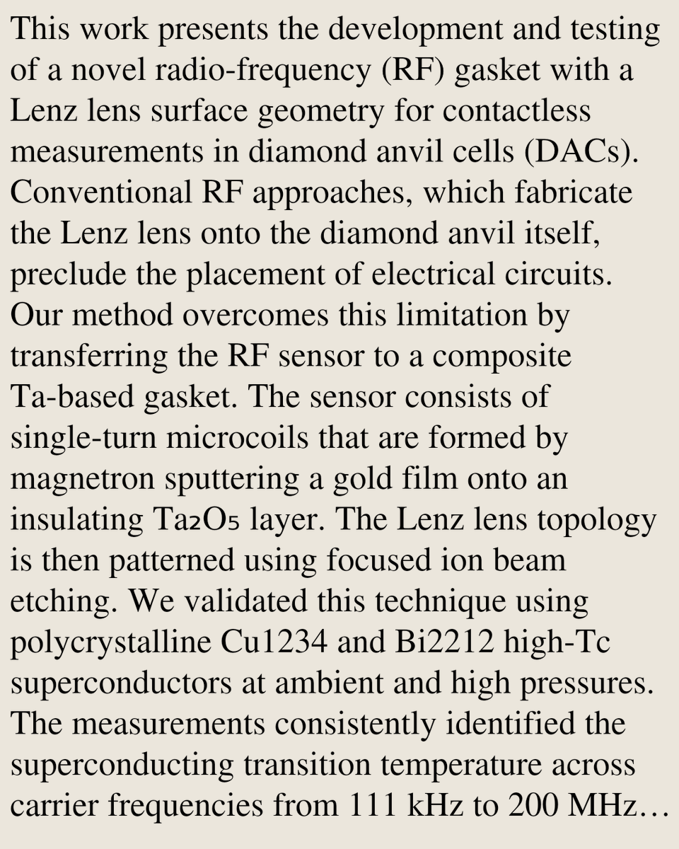 Radio-Frequency Gasket for Studies of Superconductivity in Diamond Anvil Cells

Dmitrii V. Semenok, Di Zhou, Viktor V. Struzhkin
arxiv.org/abs/2602.14807 [𝚌𝚘𝚗𝚍-𝚖𝚊𝚝.𝚜𝚞𝚙𝚛-𝚌𝚘𝚗 𝚌𝚘𝚗𝚍-𝚖𝚊𝚝.𝚖𝚝𝚛𝚕-𝚜𝚌𝚒]