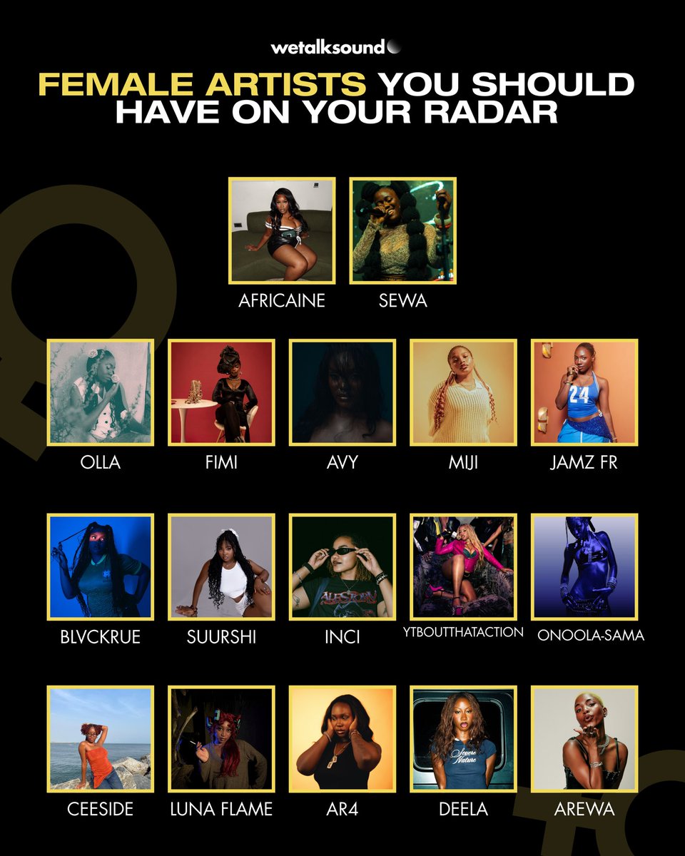 wetalksound's tweet photo. You should definitely have these female artists on your radar. 

Who’s your favorite? https://t.co/QvGCxthTor
