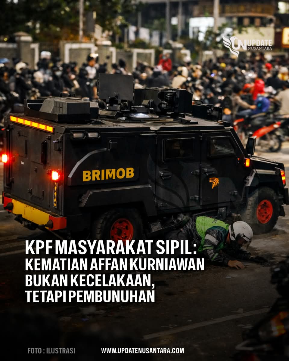 Komisi Pencari Fakta (KPF) Masyarakat Sipil menyatakan kematian pengemudi ojek online (ojol), Affan Kurniawan, pada 28 Agustus 2025 bukanlah kecelakaan, melainkan pembunuhan. Pernyataan ini disampaikan dalam konferensi pers di Jakarta, Rabu (18/2).