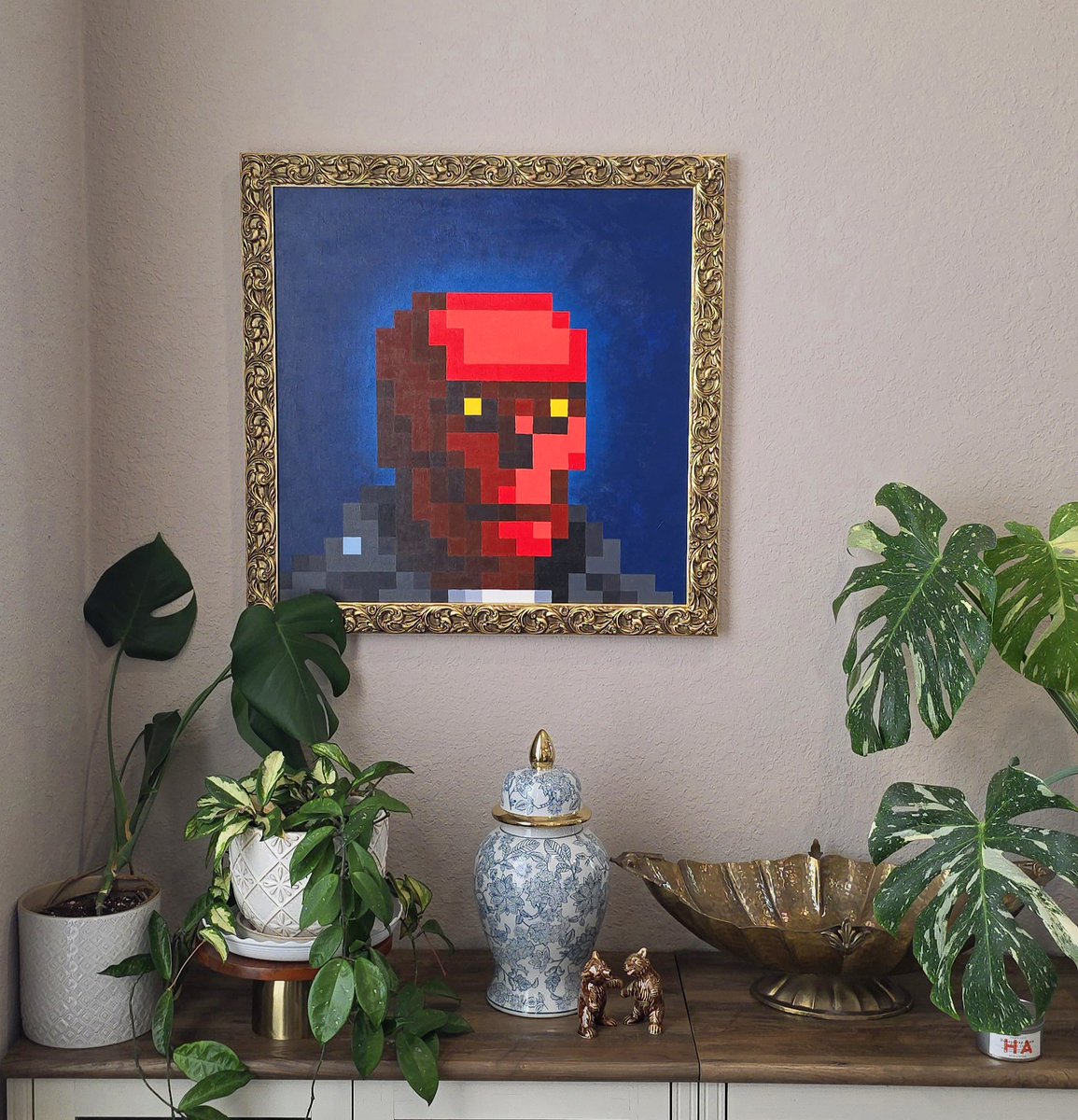 Acrylic on Canvas • 24in × 24in • Satin Finish
Painting by Mrs. Demon
GU #9919 -- Genuine Undead collection <a href="/GenuinelyUndead/">GenuinelyUndead</a> 

From pixels to frame for the punks, collectors, &amp; leGUnds who believe pixels can be fine art 🎨

Which wall would you put this on? #PixelArt #Web3Art