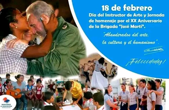 Muchas felicidades a tod@s los instructores de arte, todo nuestro reconocimiento para ustedes, por educar, alegrar el corazón de nuestros niños, adolescentes, jóvenes y a todo nuestro pueblo, por poner en lo más alto la Cultura Cubana. 🇨🇺