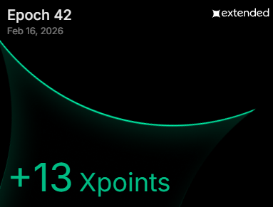 epoch 42 points for <a href="/extendedapp/">Extended</a> 

> 13 points
> basically 0 volume ($400)
> only held an XAU long open the entire week

so looks like OI can still earn points! didn't have time to trade this week due to the festive season

happy lunar new year to those who celebrate!
