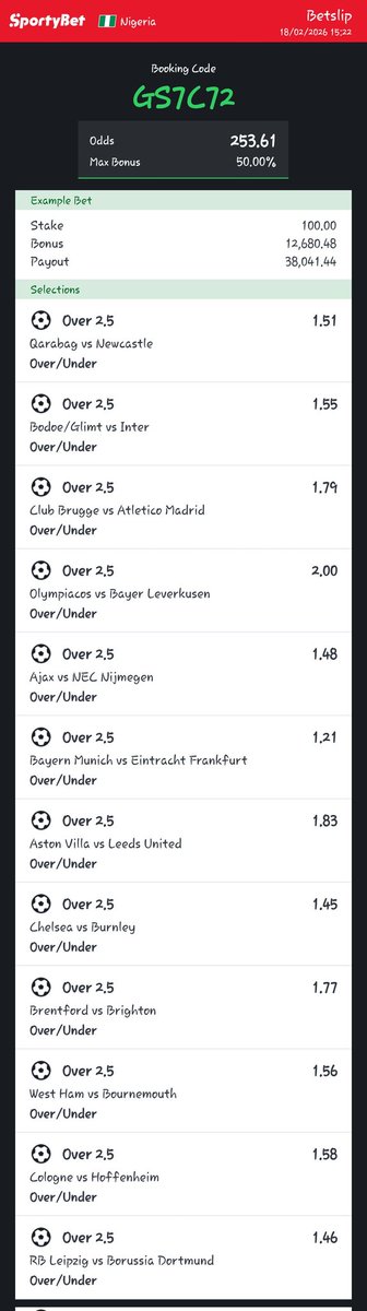 OddsFuel's tweet image. Over 2.5 Match Goals.

GS7C72

@sportingking365 @Ada_Daddyya @LouieDi13 @Ekitipikin