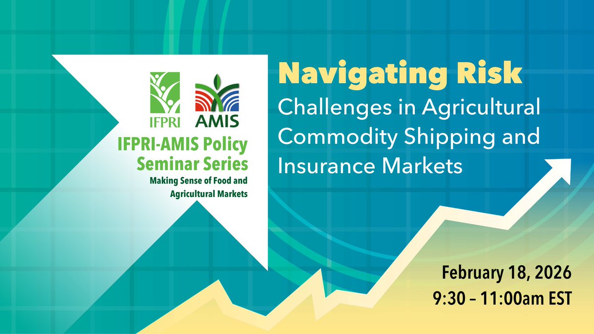 IFPRI's tweet photo. 🔔 #HappeningNow: "Navigating Risk: Challenges in Agricultural Commodity Shipping and Insurance Markets"🔔

📺 Watch #ifpriLIVE:

🎫 https://t.co/G2H21u3Y7s

🤝 https://t.co/kDvwylJxgo

💼 https://t.co/zbT5aquJYr

@AMISoutlook @CGIAR @FAO https://t.co/idJFiykxWZ