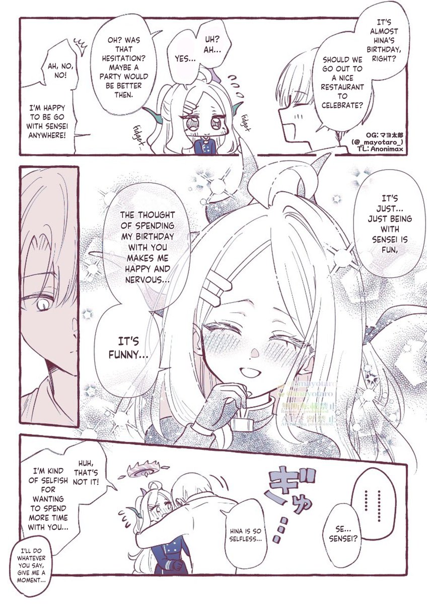 Any day can be Hina's birthday then!

Caption: "It's funny, isn't it? /SenHina"
#ブルアカ #BlueArchive #BAtranslations