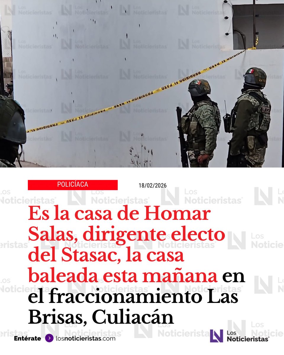 noticieristas's tweet photo. #Últimahora 🚨🚔| Es la casa de Homar Salas, dirigente electo del #STASAC, la casa baleada esta mañana en el fraccionamiento Las Brisas, cerca del sector Santa Fe,  al norte de #Culiacán. https://t.co/qYdtSH4hwJ
