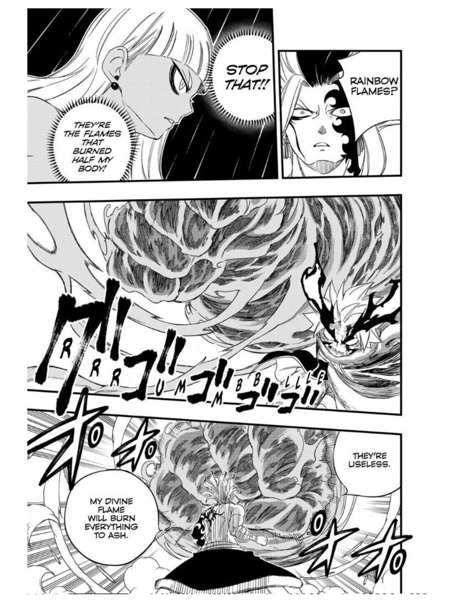 itsonly1rell's tweet photo. @MCG_Raven @RaxRazing Faris recognizes the flames and she has shown to recall things that acnologia had experienced in the past so therefore this would have to be the 7 Dragon Flames. There's no other fire magic in fairy tail thats multi-colored. https://t.co/LFR0vP6ILw
