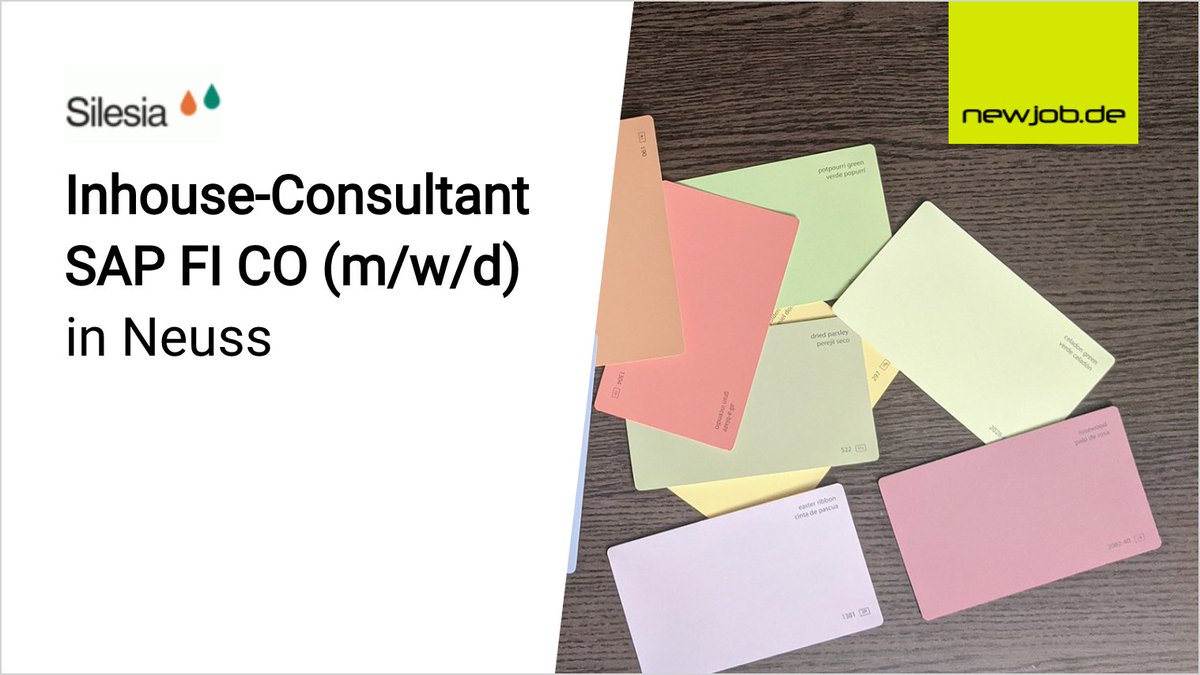 Inhouse-Consultant SAP FI CO (m/w/d)
in Neuss
gesucht von Silesia Gerhard Hanke GmbH &amp; Co. KG
 
Jetzt Stellenanzeige ansehen:
newjob.de/stellenanzeige…