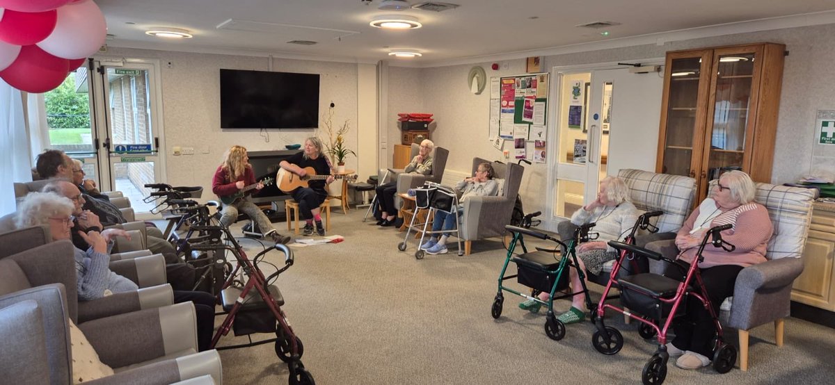 NConnieLewcock's tweet photo. What a great time we have had with liz and Nicky from @Newcastle_NHS music for the mind. Amazing therapy. Communities working together for the best outcomes for the adults of Newcastle #music #nhs #musictherapy https://t.co/Pu8byGMe2R
