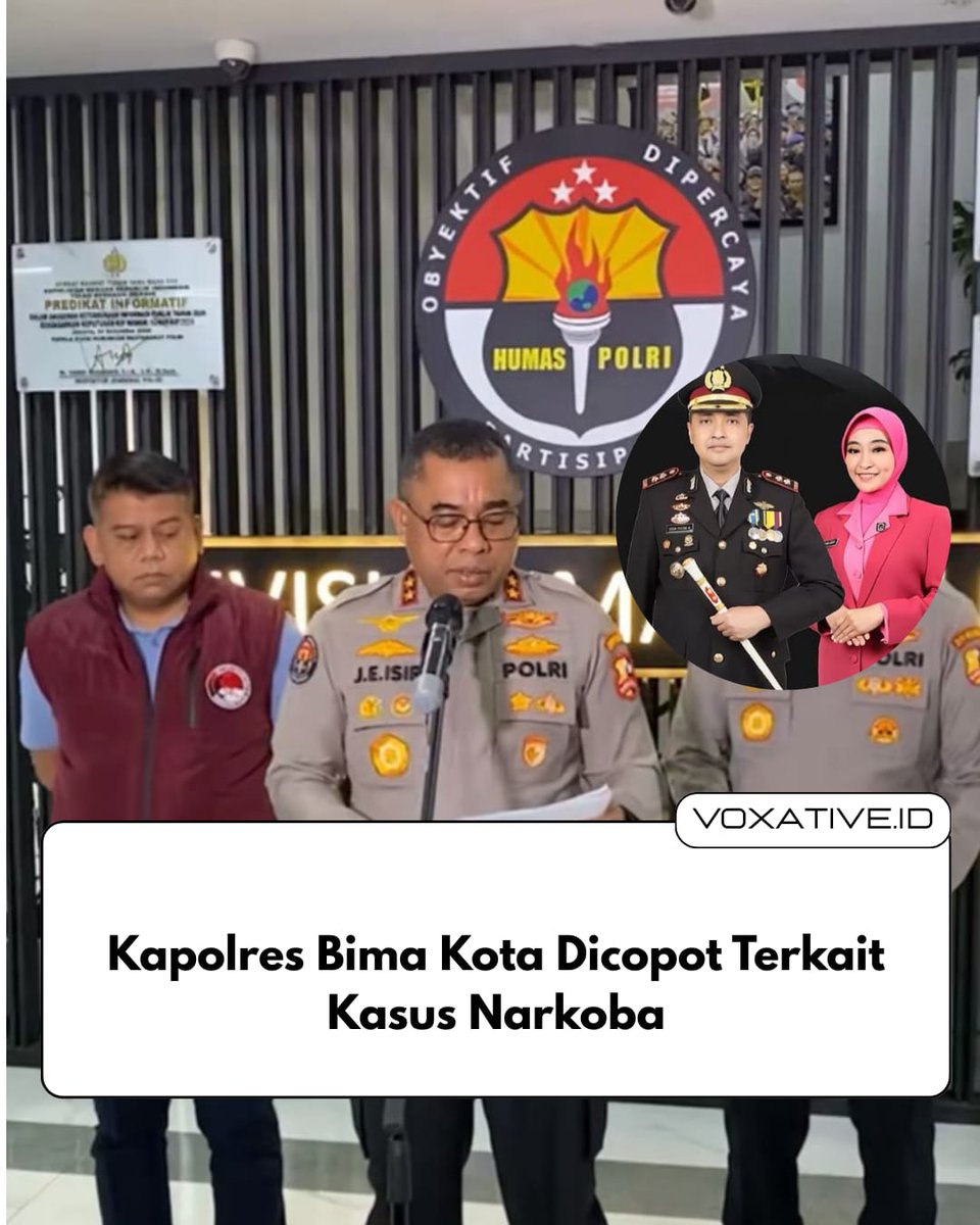 voxative's tweet photo. Ok, another day another plot twist di instansi. AKBP Didik Putra Kuncoro, mantan Kapolres Bima Kota, resmi dicopot dan jadi tersangka kasus narkoba. Gak cuma pemakai, beliau diduga masuk jaringan yang sama dengan mantan Kasat Narkobanya sendiri. 

​#KapolresBima #DidikPutra https://t.co/3bitJZ6PcY