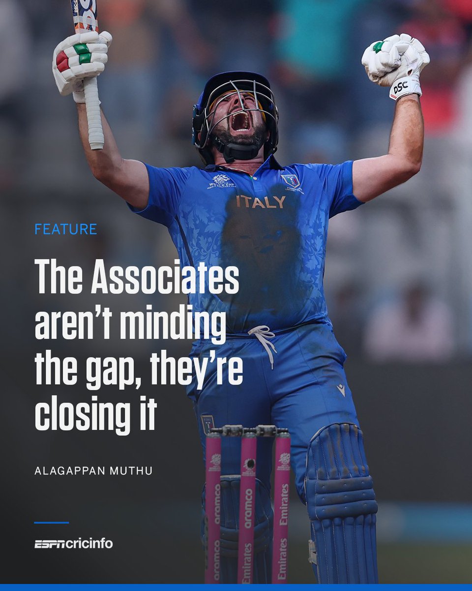 cricinfo's tweet photo. While there haven't been many upsets at the World Cup, the Associate teams have proved competitive in several fixtures against Full Members

The gap is closing, writes Alagappan Muthu: https://t.co/hZsRJc4ix0 https://t.co/vligShvn9l