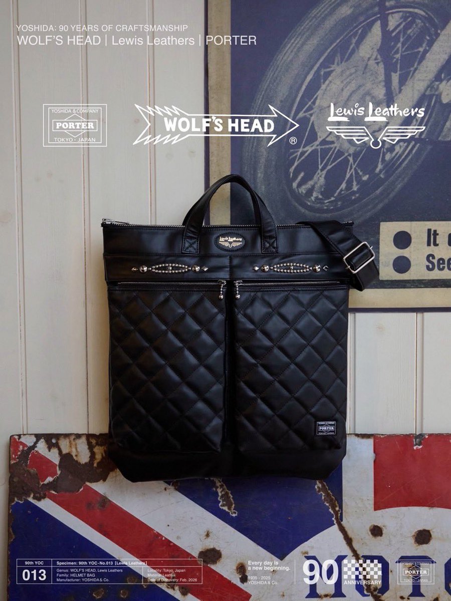 Lewis Leathers ボディバッグ PORTER 90周年限定　黒 Lewis Leathers x PORTER 吉田カバン90周年記念コラボアイテムが国内2