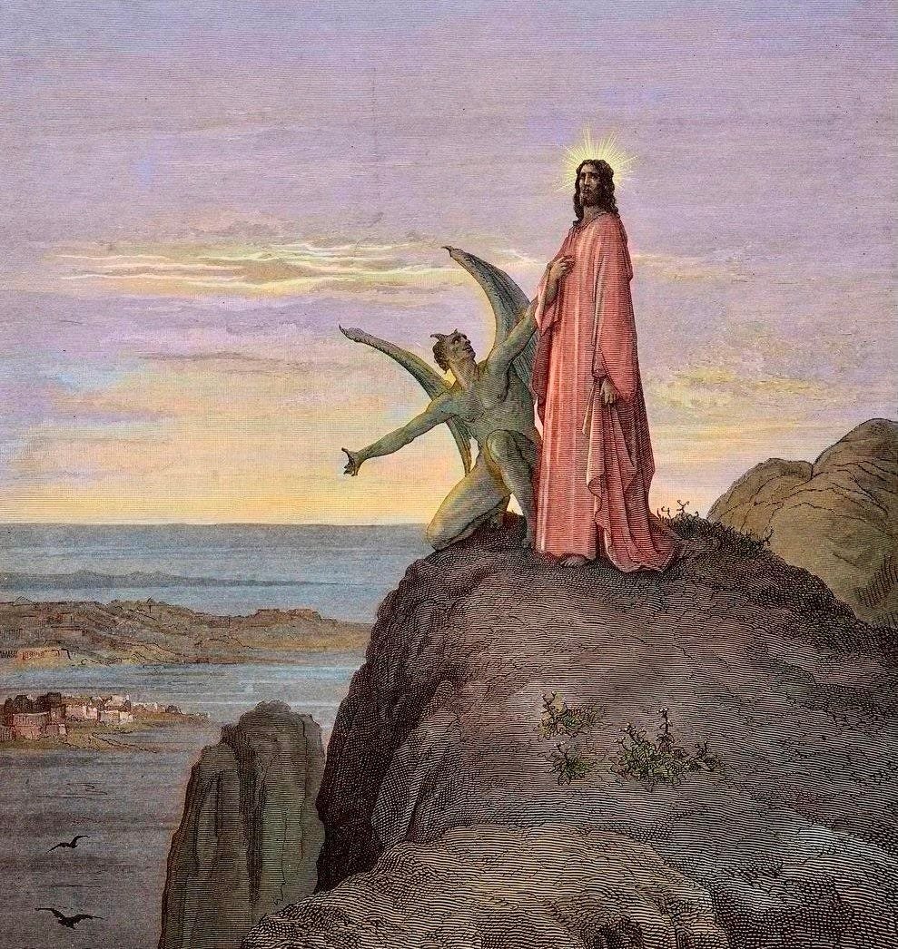 Lent marks Christ's 40 days in the Judaean Desert, where he's confronted by Satan.

Their clash is an epic philosophical showdown, and a masterclass in beating temptation.

After 40 days in the wilderness without food, Satan confronts Jesus and tempts him to transform stones into